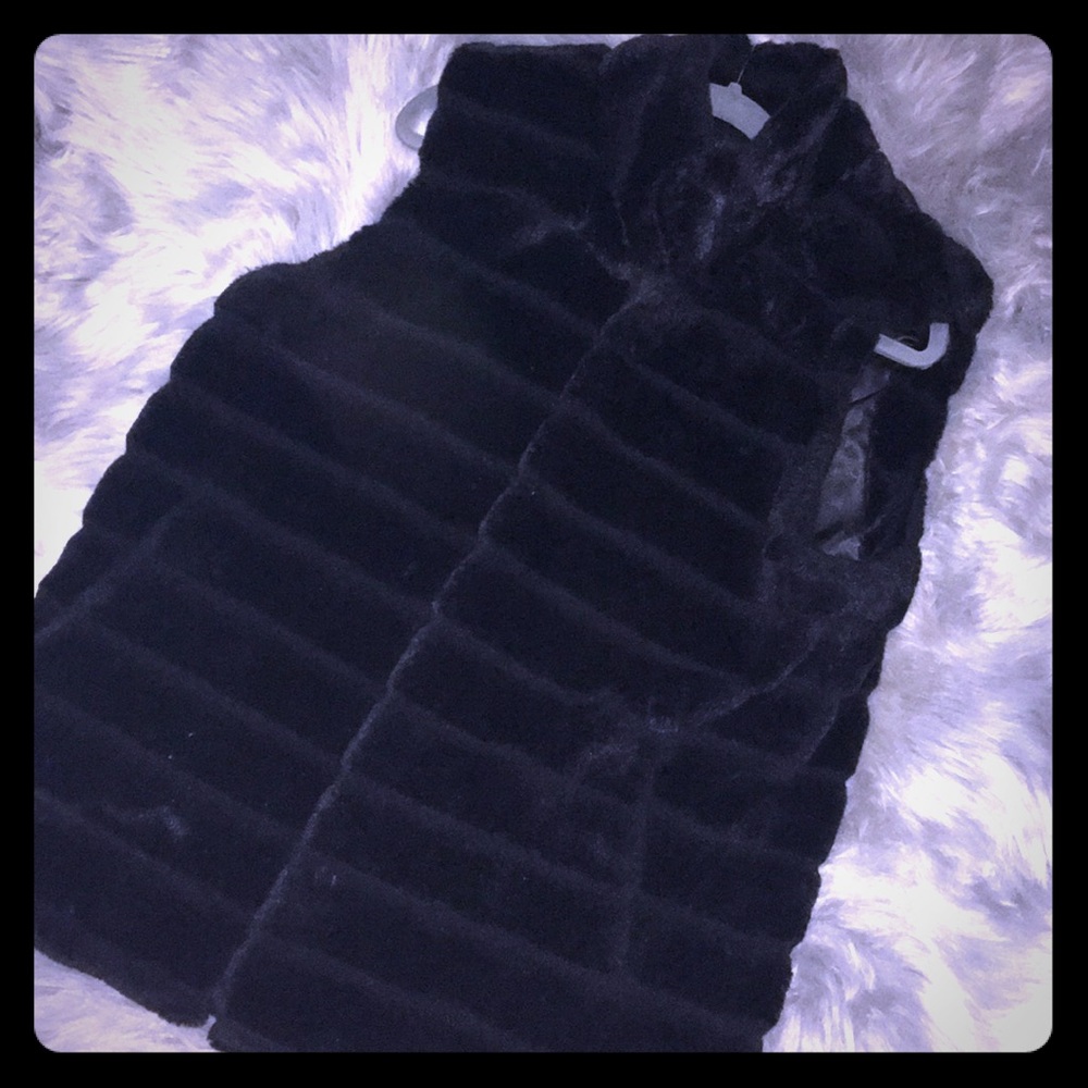 Black faux fur Talbots vest